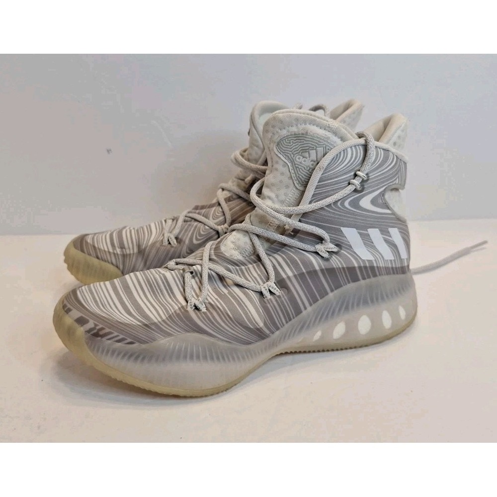 Adidas Crazy Explosive Boost Mens Size 8 Grey White Basketball Shoes Sneakers